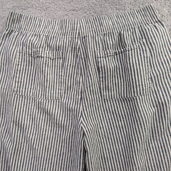 Old Navy Cropped High-Rise Straight Pull-On Pants XL Tall Striped Linen Blend - Picture 12 of 12